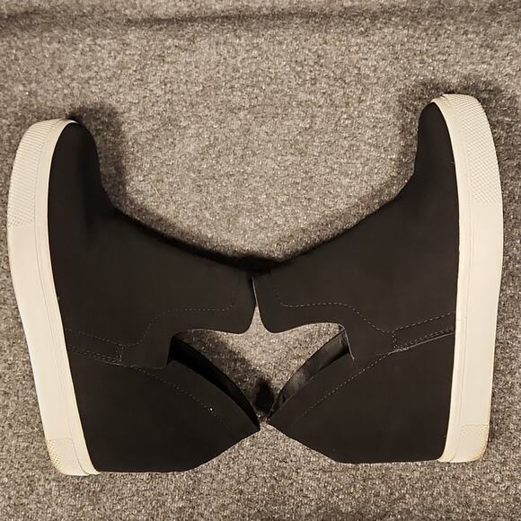 BRASH Black Faux Suede Hi Top Hidden Wedge Slip On Fashion Sneakers Womens 6 - Picture 8 of 10